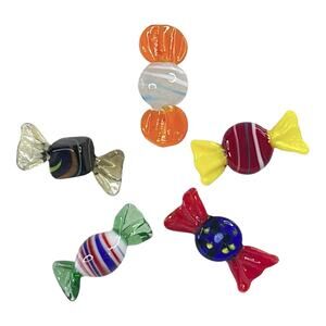 Murano Glass Candy Set 5 Wrapped Candies 1.5” Twisted Blown Glass Art Italy Vtg